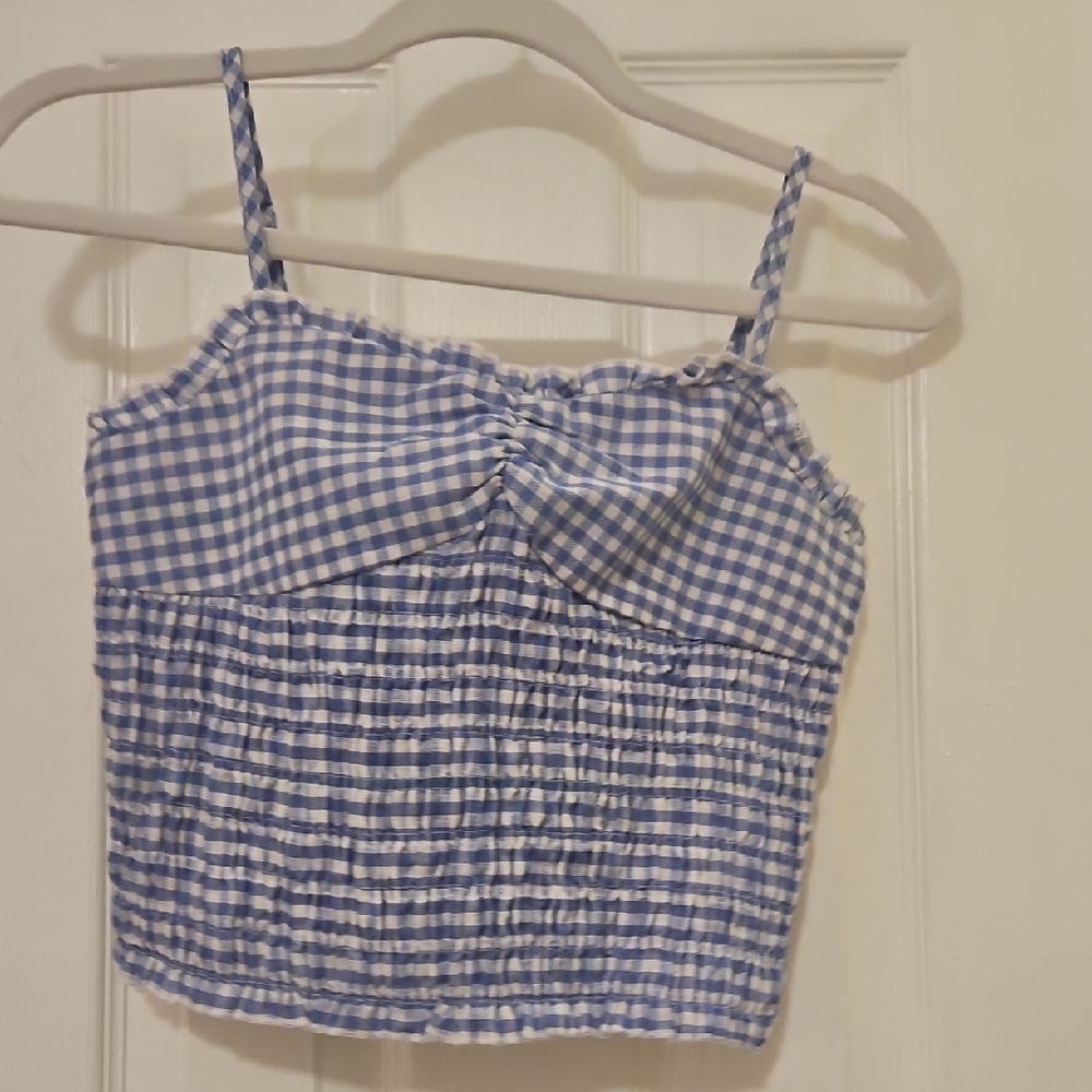 Blue Gingham Girl's Top